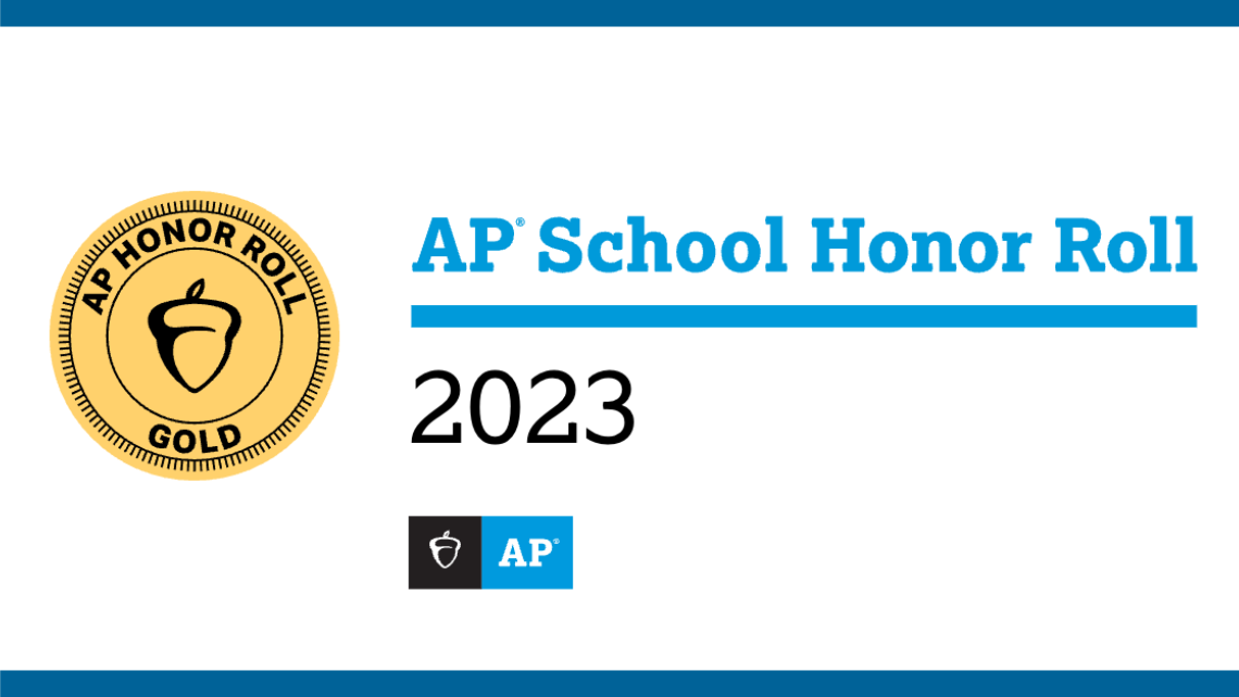 Gold badge and the text AP Honor Roll 2023