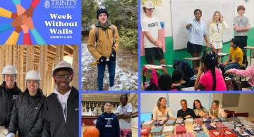 Collage of images of students volunteering