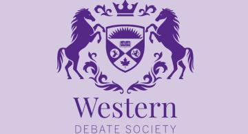 Western Debate Society logo on purple background