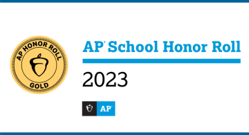 Gold badge and the text AP Honor Roll 2023