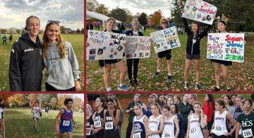 collage of cross country running photos