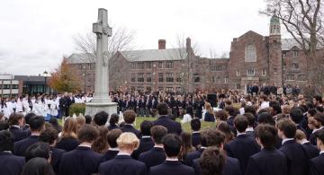 Remembrance Day Service Around the Memorial Cross Cenataph