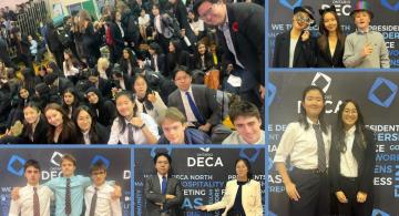 Collage of students at DECA Competition