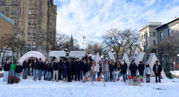 Group of Students in Front of the Ottawa Sign